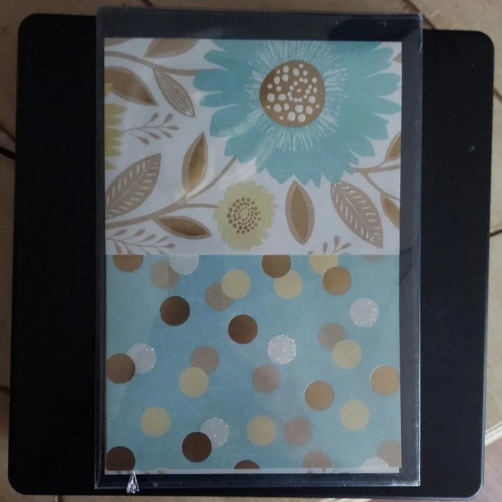 HALLMARK FLORAL DOTS LUXE BLANK 50 NOTE CARDS STATIONERY 5☆ $35 BNWT SO